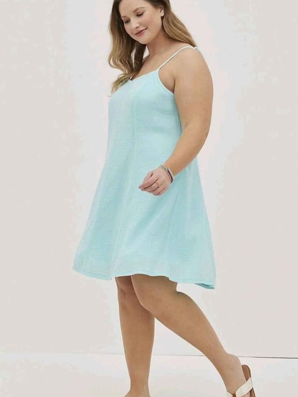 torrid light blue textured midi dress - Picture 2 of 4